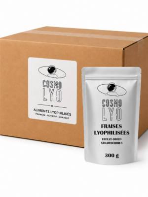 Boîte de 4 sachets de fraises lyophilisées en tranches 300g pour professionnels