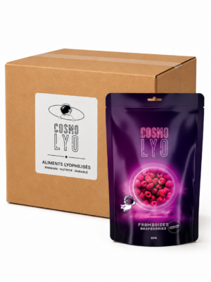 Boîte de 24 sachets de framboises lyophilisées 25g pour détaillants