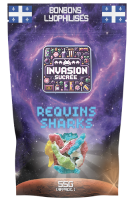 Sachet de bonbons lyophilisés - Requins gélifiés assortis