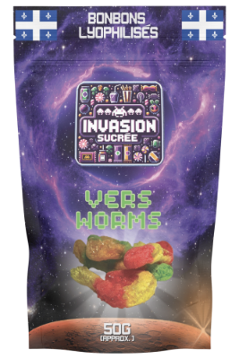 Sachet de bonbons lyophilisés - Vers gélifiés sûrs