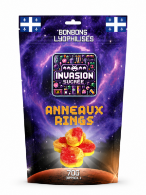 Bonbons lyophilisés anneaux de pêche - sachet Invasion Sucrée