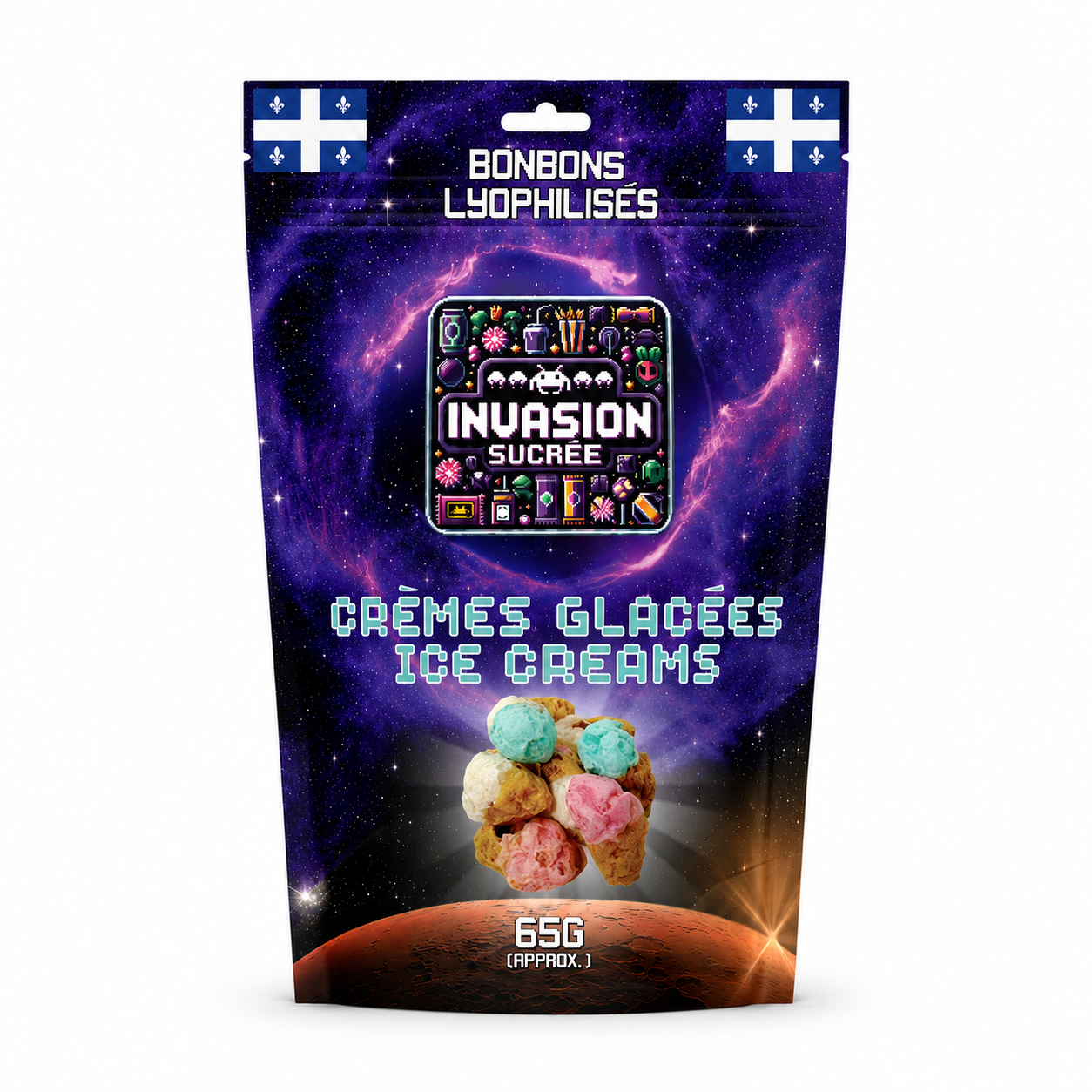 Bonbons lyophilisés crèmes glacées - sachet Invasion Sucrée