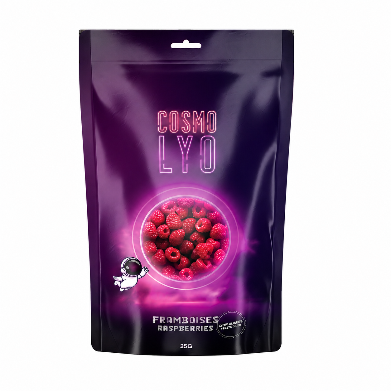 Framboises lyophilisées 25g pour vente au détail